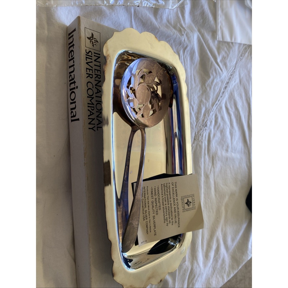 International Silver Company Party Cranberry Dish with Spoon.